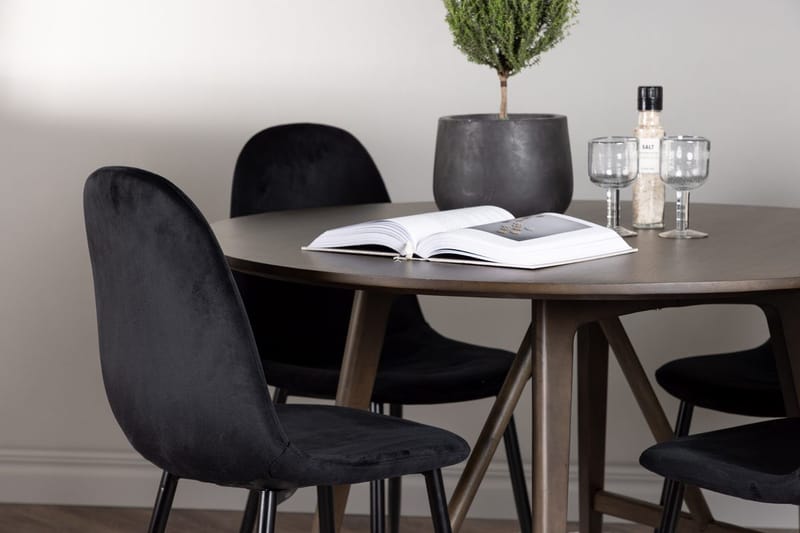 Rund matgrupp Venture Home Svart Mörkbrun 4st - Mørkebrun - Møbler - Bord - Spisegrupper