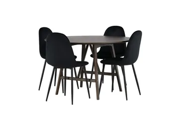 Rund matgrupp Venture Home Svart Mörkbrun 4st - Mørkebrun - Møbler - Bord - Spisegrupper