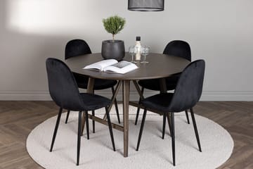 Rund matgrupp Venture Home Svart Mörkbrun 4st - Mørkebrun - Møbler - Bord - Spisegrupper