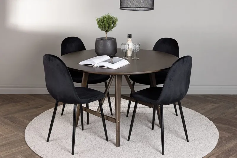 Rund matgrupp Venture Home Svart Mörkbrun 4st, Mørkebrun