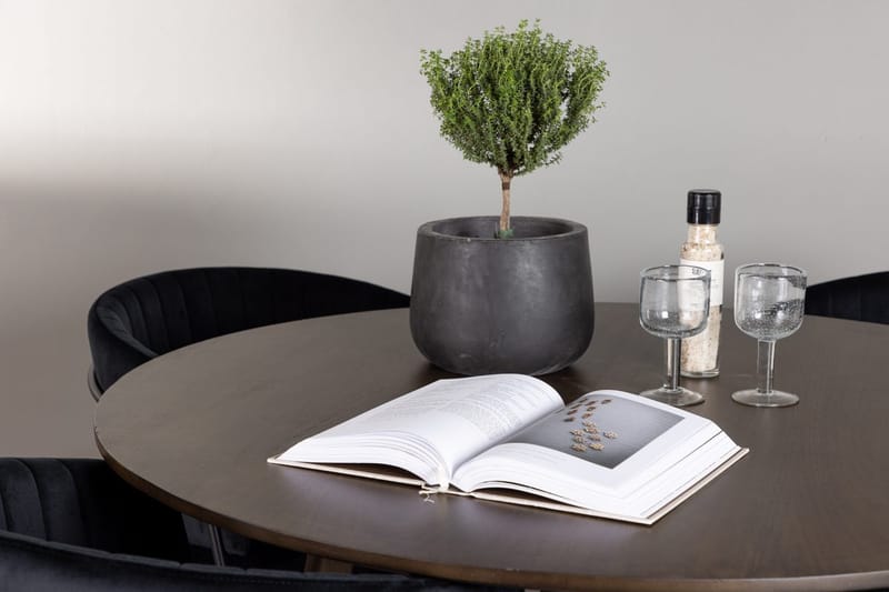 Rund matgrupp Venture Home Svart Mörkbrun 4st - Mørkebrun - Møbler - Bord - Spisegrupper