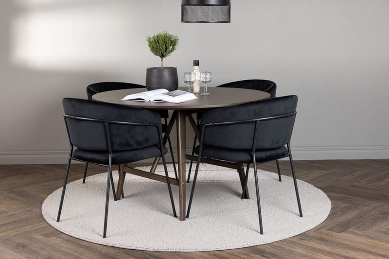 Rund matgrupp Venture Home Svart Mörkbrun 4st, Mørkebrun