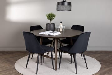 Rund matgrupp Venture Home Svart Mörkbrun 4st - Møbler - Bord - Spisegrupper
