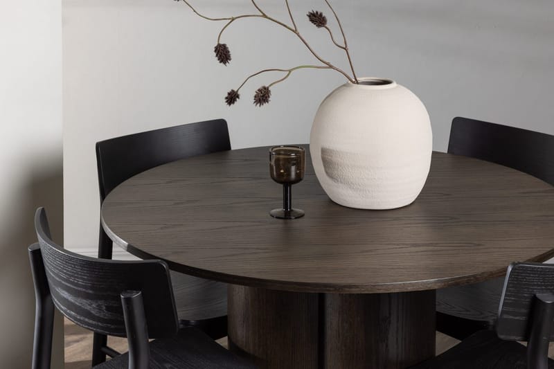 Rund matgrupp Venture Home Svart Mörkt trä 4st - Møbler - Bord - Spisegrupper
