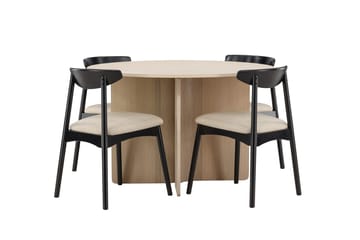 Rund matgrupp Venture Home Svart Natur 4st - Møbler - Bord - Spisegrupper