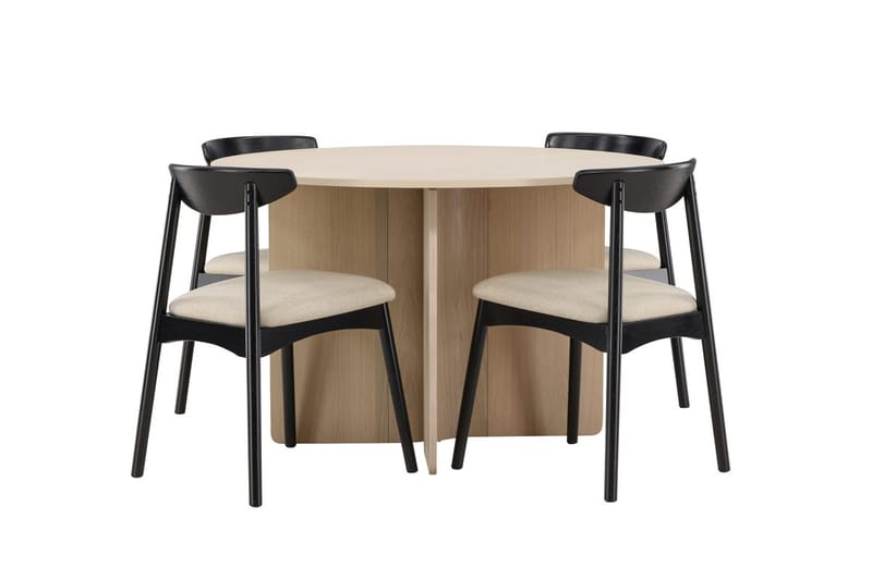 Rund matgrupp Venture Home Svart Natur 4st - Møbler - Bord - Spisegrupper