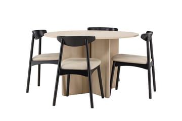 Rund matgrupp Venture Home Svart Natur 4st - Møbler - Bord - Spisegrupper