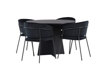 Rund matgrupp Venture Home Svart Svart 4st - Møbler - Bord - Spisegrupper