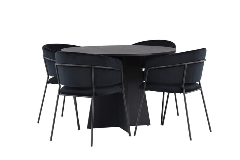 Rund matgrupp Venture Home Svart Svart 4st - Møbler - Bord - Spisegrupper