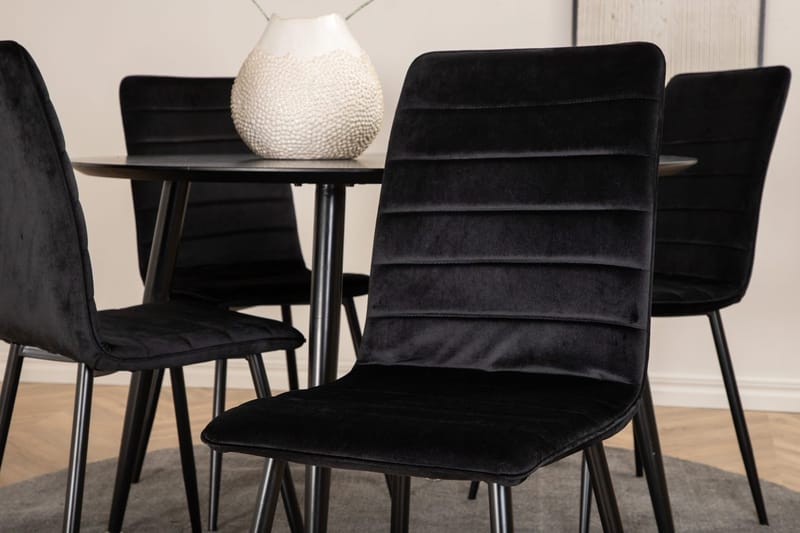 Rund matgrupp Venture Home Svart Svart 4st - Møbler - Bord - Spisegrupper