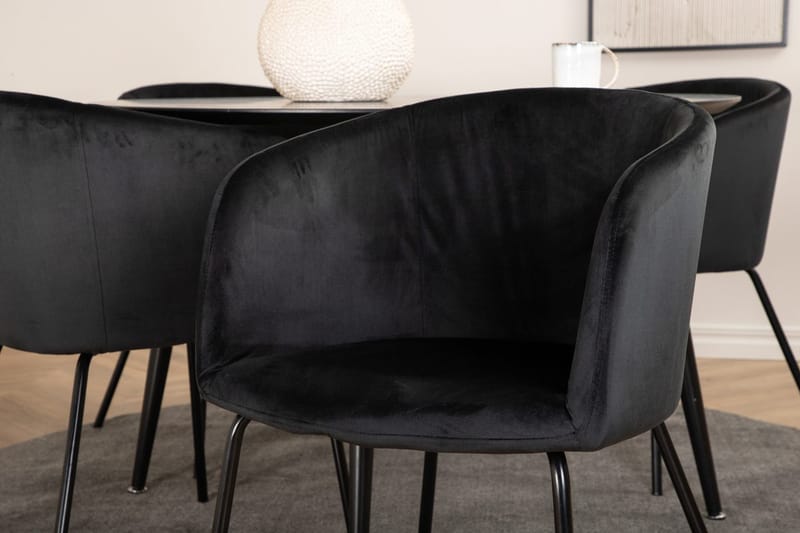 Rund matgrupp Venture Home Svart Svart 4st - Møbler - Bord - Spisegrupper