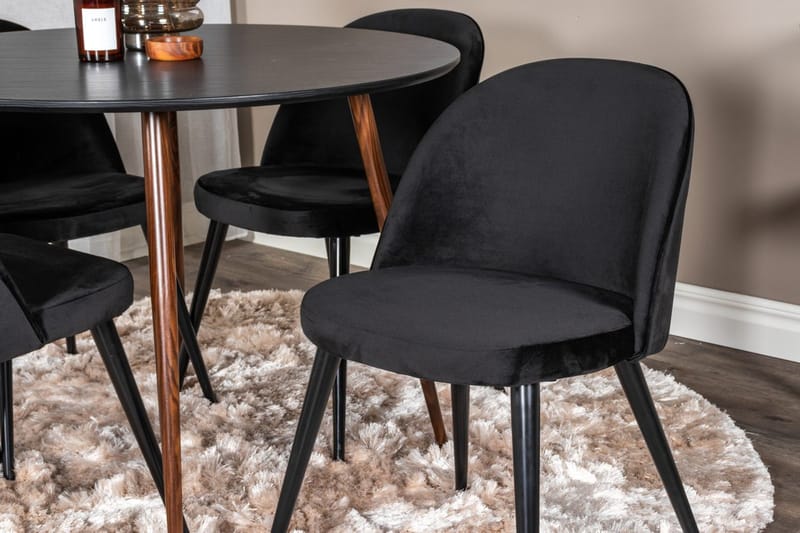 Rund matgrupp Venture Home Svart Svart 4st - Møbler - Bord - Spisegrupper