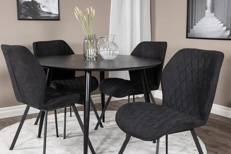 Rund matgrupp Venture Home Svart Svart 4st - Møbler - Bord - Spisegrupper