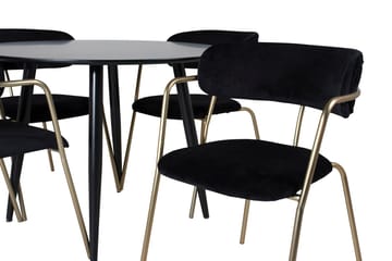 Rund matgrupp Venture Home Svart Svart 4st - Møbler - Bord - Spisegrupper