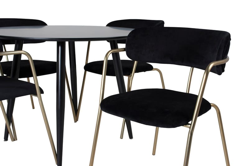 Rund matgrupp Venture Home Svart Svart 4st - Møbler - Bord - Spisegrupper