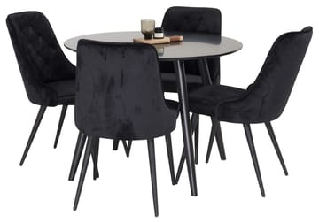 Rund matgrupp Venture Home Svart Svart 4st - Møbler - Bord - Spisegrupper