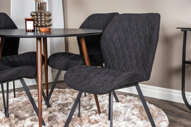 Rund matgrupp Venture Home Svart Svart 4st - Møbler - Bord - Spisegrupper