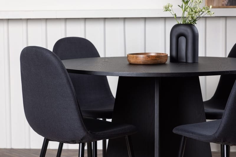 Rund matgrupp Venture Home Svart Svart 4st - Møbler - Bord - Spisegrupper