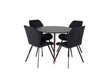 Rund matgrupp Venture Home Svart Svart 4st - Møbler - Bord - Spisegrupper