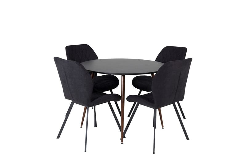 Rund matgrupp Venture Home Svart Svart 4st - Møbler - Bord - Spisegrupper