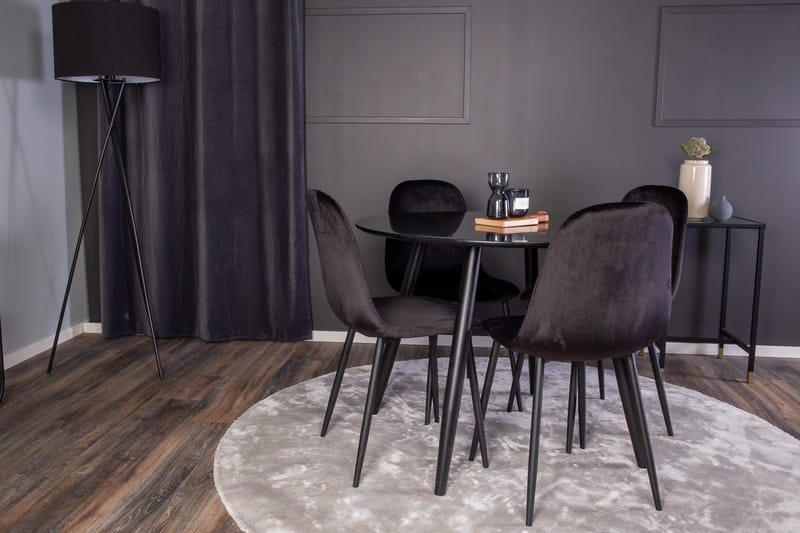 Rund matgrupp Venture Home Svart Svart 4st - Møbler - Bord - Spisegrupper