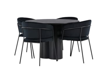 Rund matgrupp Venture Home Svart Svart 4st - Møbler - Bord - Spisegrupper