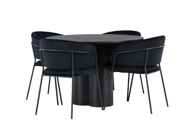 Rund matgrupp Venture Home Svart Svart 4st - Møbler - Bord - Spisegrupper