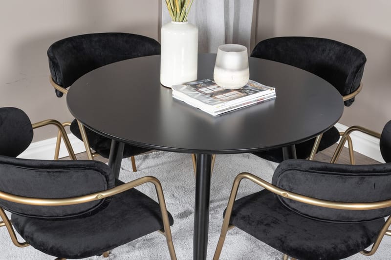 Rund matgrupp Venture Home Svart Svart 4st - Møbler - Bord - Spisegrupper
