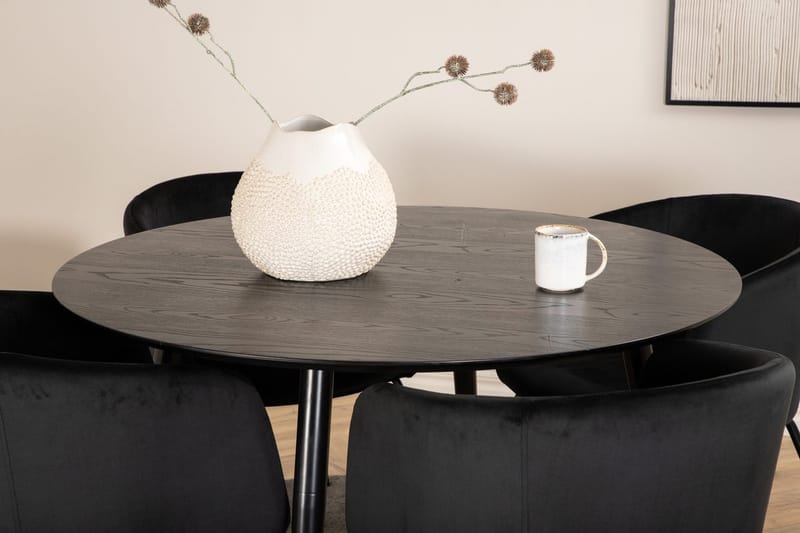 Rund matgrupp Venture Home Svart Svart 4st - Møbler - Bord - Spisegrupper
