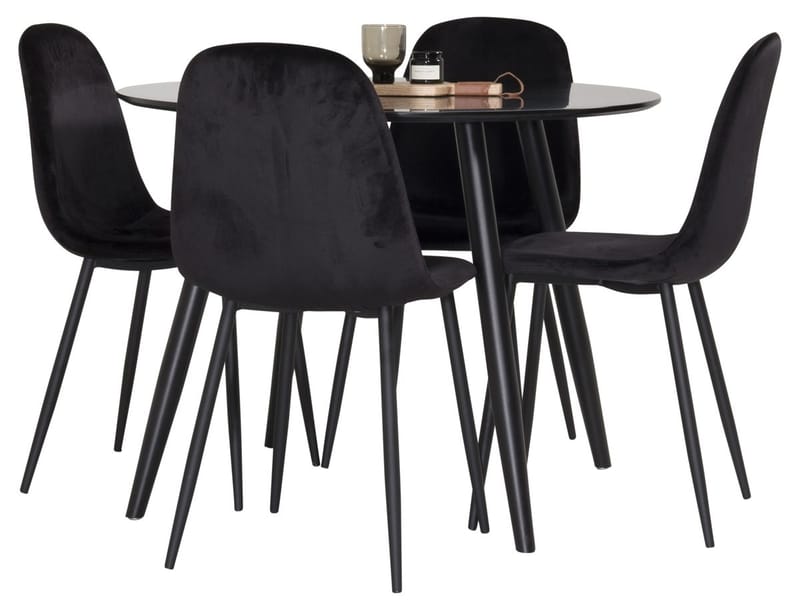 Rund matgrupp Venture Home Svart Svart 4st - Møbler - Bord - Spisegrupper