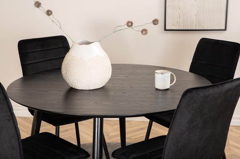 Rund matgrupp Venture Home Svart Svart 4st - Møbler - Bord - Spisegrupper