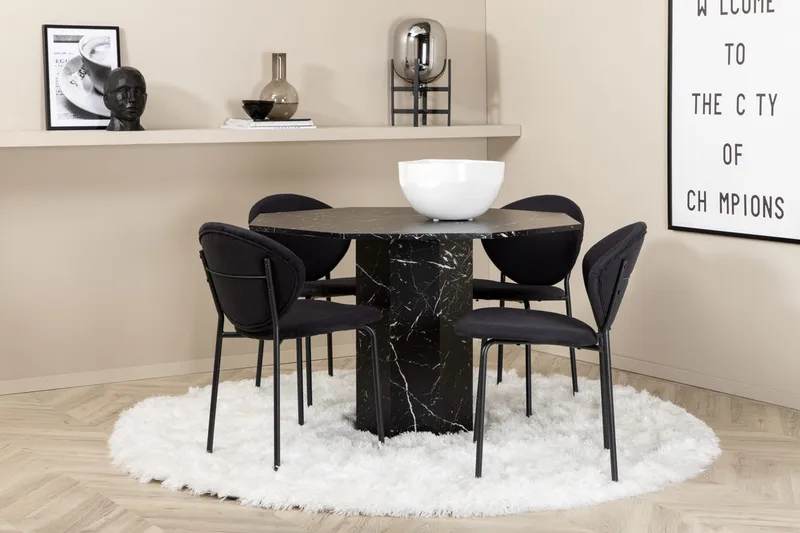 Rund matgrupp Venture Home Svart Svart 4st