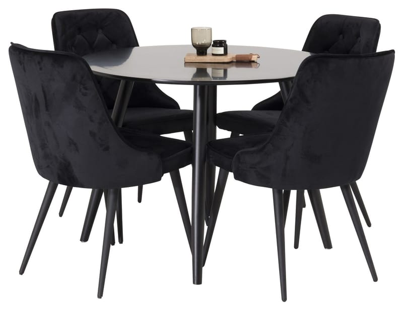 Rund matgrupp Venture Home Svart Svart 4st - Møbler - Bord - Spisegrupper