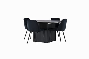 Rund matgrupp Venture Home Svart Svart 4st - Møbler - Bord - Spisegrupper