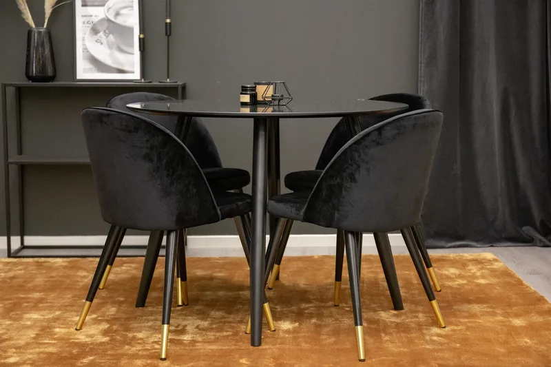 Rund matgrupp Venture Home Svart Svart 4st