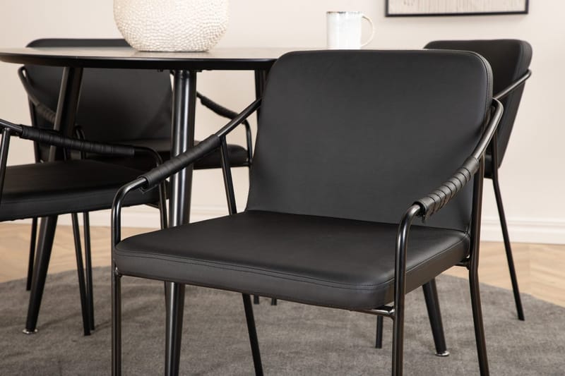 Rund matgrupp Venture Home Svart Svart 4st - Møbler - Bord - Spisegrupper