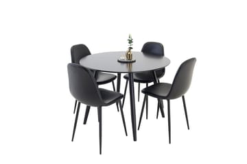 Rund matgrupp Venture Home Svart Svart 4st - Møbler - Bord - Spisegrupper