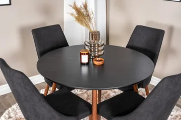 Rund matgrupp Venture Home Svart Svart 4st - Møbler - Bord - Spisegrupper
