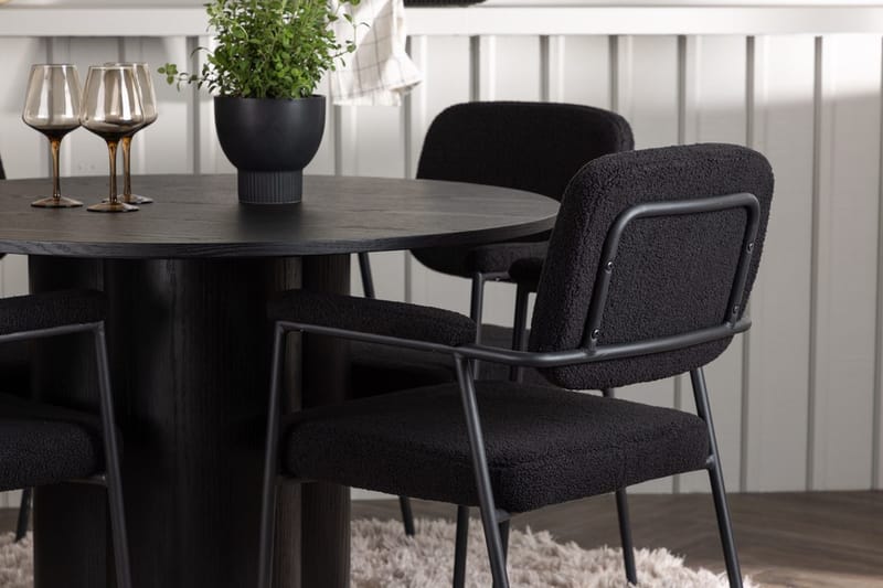 Rund matgrupp Venture Home Svart Svart 4st - Møbler - Bord - Spisegrupper