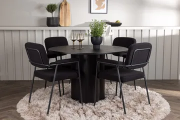 Rund matgrupp Venture Home Svart Svart 4st - Møbler - Bord - Spisegrupper
