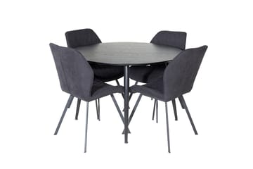 Rund matgrupp Venture Home Svart Svart 4st - Møbler - Bord - Spisegrupper