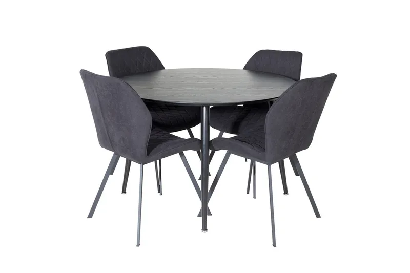 Rund matgrupp Venture Home Svart Svart 4st - Møbler - Bord - Spisegrupper