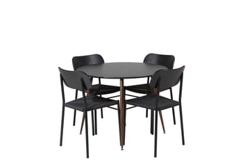 Rund matgrupp Venture Home Svart Svart 4st - Møbler - Bord - Spisegrupper