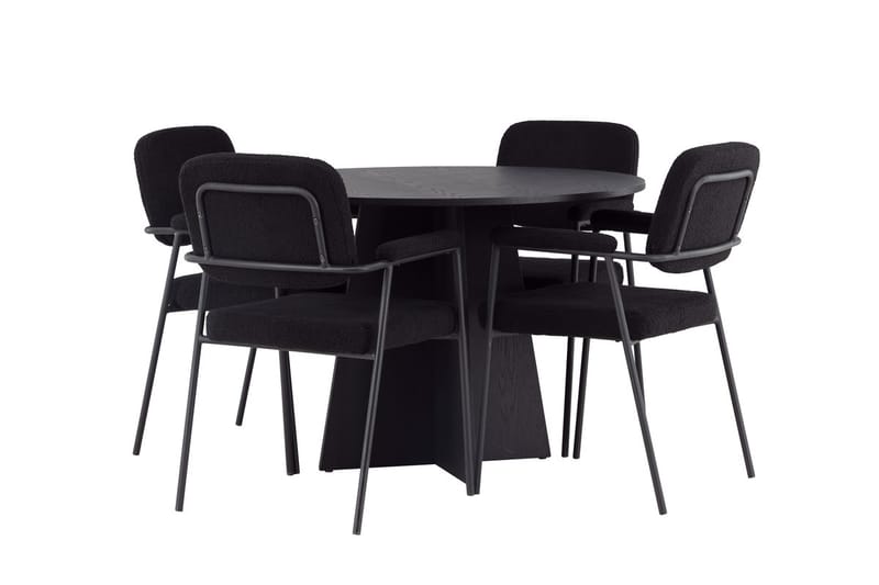 Rund matgrupp Venture Home Svart Svart 4st - Møbler - Bord - Spisegrupper