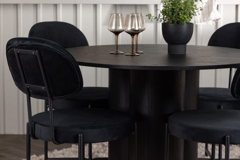 Rund matgrupp Venture Home Svart Svart 4st - Møbler - Bord - Spisegrupper