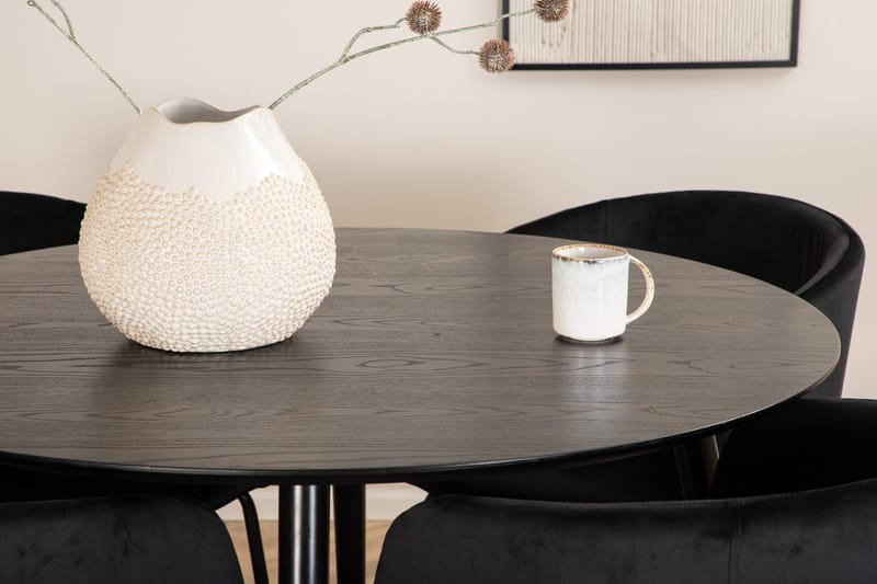 Rund matgrupp Venture Home Svart Svart 4st - Møbler - Bord - Spisegrupper