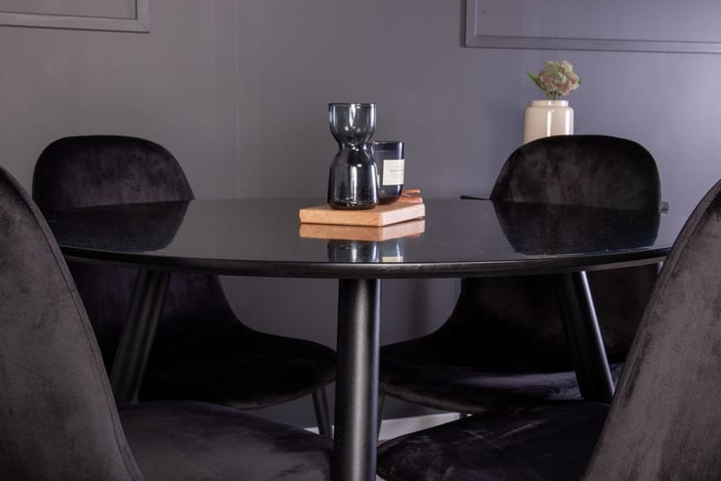 Rund matgrupp Venture Home Svart Svart 4st - Møbler - Bord - Spisegrupper