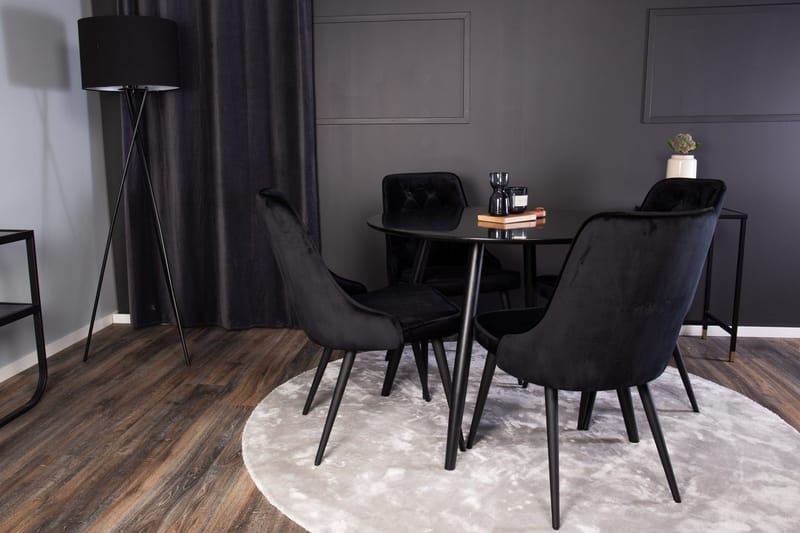 Rund matgrupp Venture Home Svart Svart 4st - Møbler - Bord - Spisegrupper