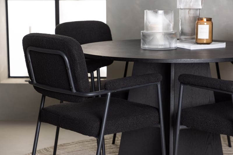 Rund matgrupp Venture Home Svart Svart 4st - Møbler - Bord - Spisegrupper