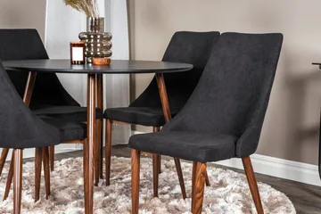 Rund matgrupp Venture Home Svart Svart 4st - Møbler - Bord - Spisegrupper